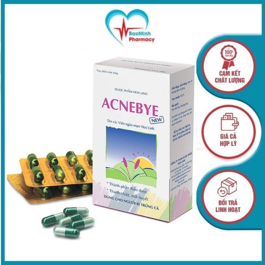 Viên uống ngừa mụn acnebye từ thảo dược, viên trứng cá acnebye new- hộp 3 vỉ x 10 viên nang