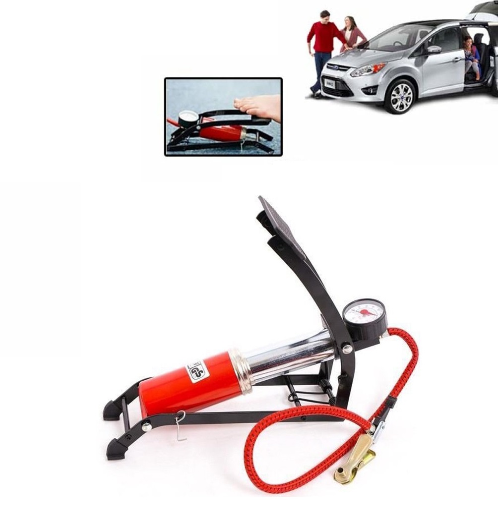 Bơm Đạp Chân Xe Máy vs Xe Đạp Cao Cấp USA Bơm Đạp Chân Mini Dùng Cho Xe Đạp Xe Máy Ô Tô Có Đồng Hồ Đo Áp Suất Thiết Kế Tiện Lợi Nhỏ Gọn Dễ Sử Dụng, Máy Nén Khí Bơm Hơi Ô Tô