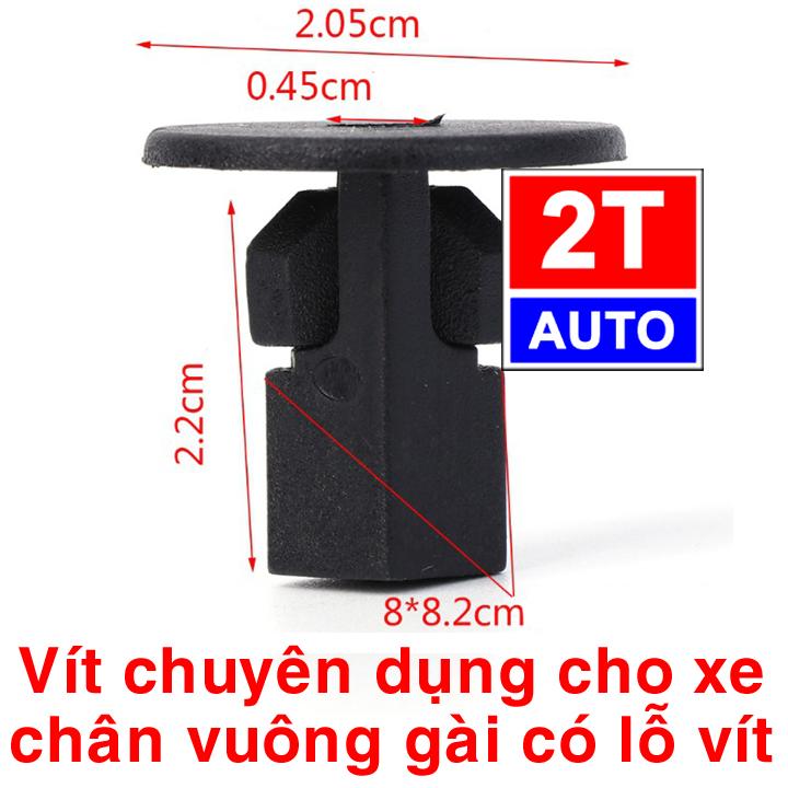 Bộ 10 đinh tán, chốt vít nở vit Nhựa loại chân vuông có lỗ vít chuyên dùng cho xe hơi ô tô