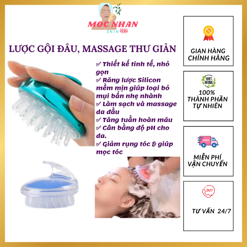 [THƯ GIÃN] Lược Gội Đầu Massage Đầu Thư Giản Giúp Làm Sạch Da Đầu, Tẩy Tế Bào Khi Gội Đầu ,Kích thích mọc tóc, Moc  Nhan Skin