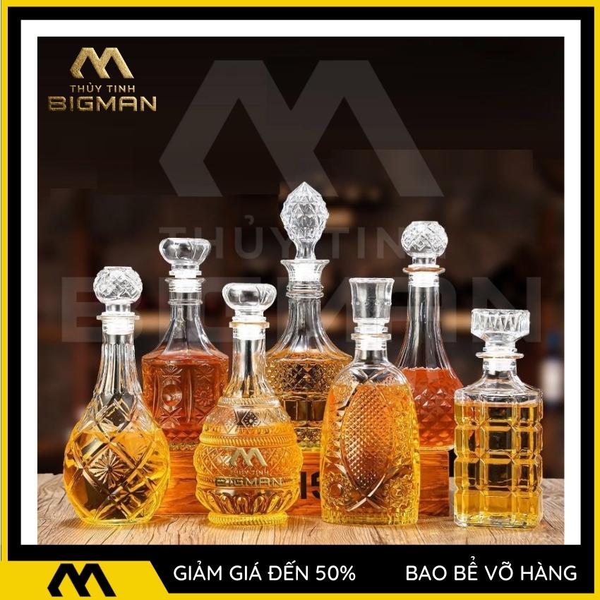 Chai thủy tinh đựng rượu vỏ chai rượu ngoại đẹp cao cấp chai thủy tinh dung tích 800ml và 1000ml vỏ chai rượu chưng bày tủ rượu và làm quà tặng - BIGMANSTORE