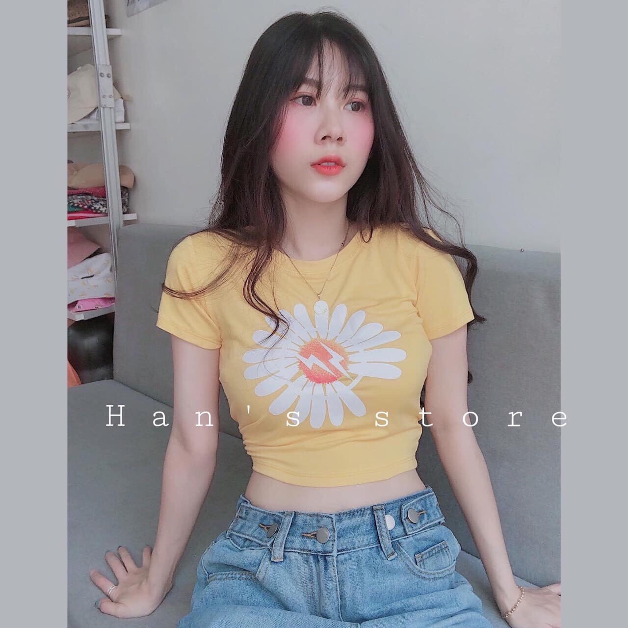 [HCM]Áo Croptop Bông Cúc Lớn