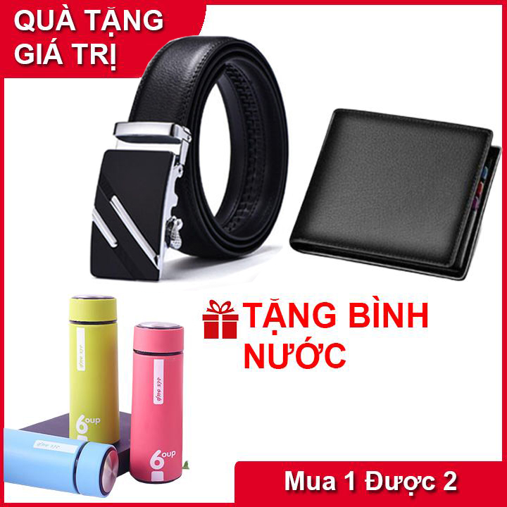 Bộ 3 thắt lưng da nam 2vx - ví da nam thời trang - tặng bình giữ nhiệt 6uop