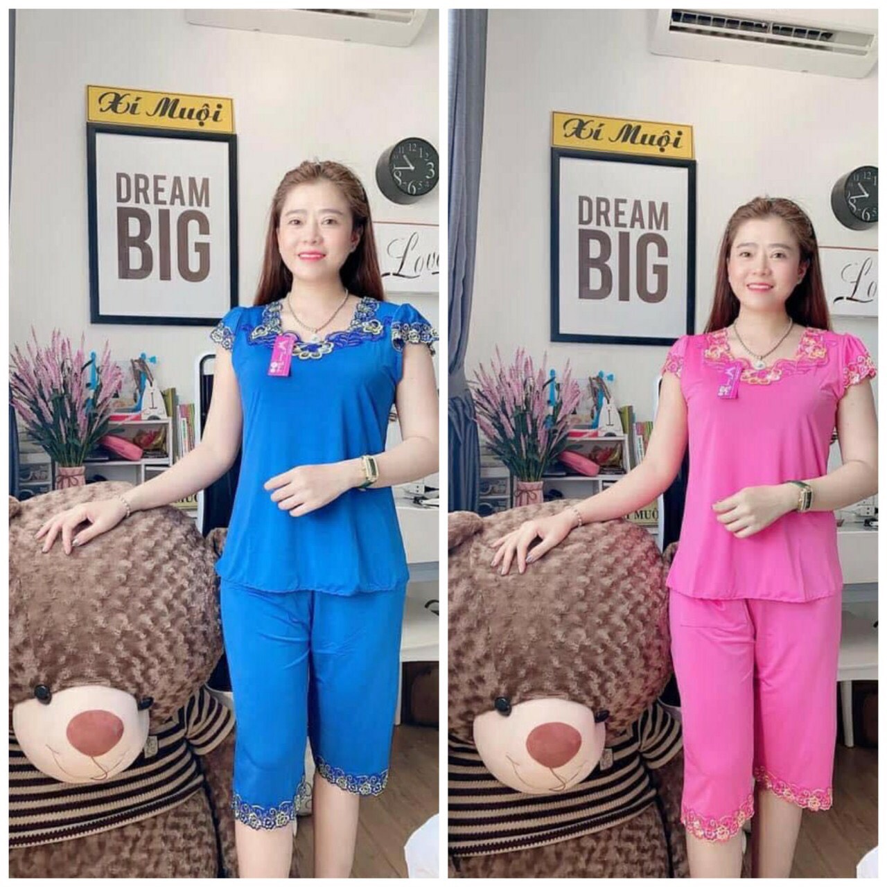 Đồ bộ nữ bộ thun lạnh nữ tay ngắn lửng mặc nhà cao cấp
