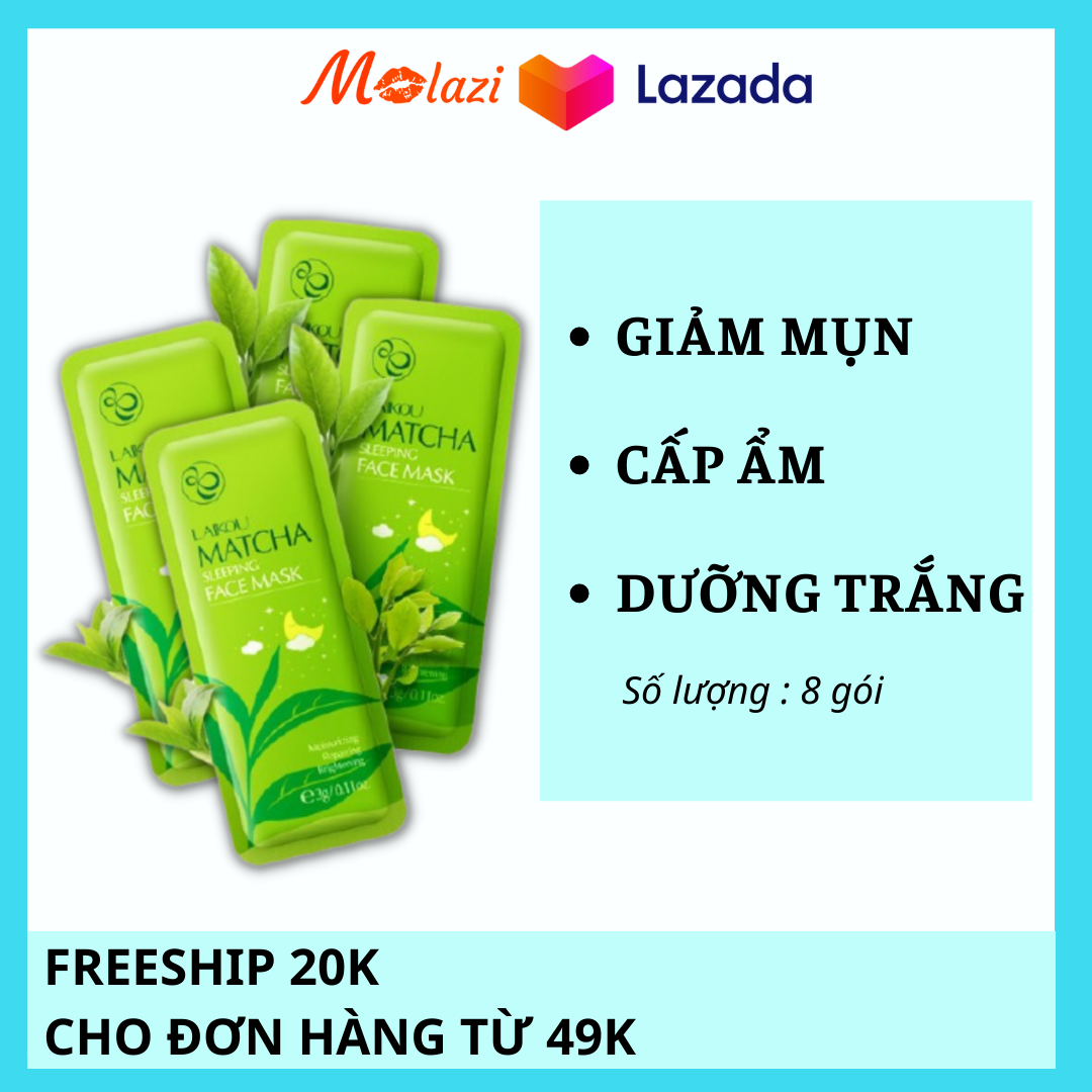 [8 gói] Mặt nạ ngủ Molazi trà xanh matcha laikou chính hãng nội địa trung có thể thay thế mặt nạ đất sét mặt nạ dưỡng da mặt nạ ngủ laneige kem dưỡng trắng da mặt mặt nạ ngủ collagen dưỡng ẩm làm trắng da Molazi.