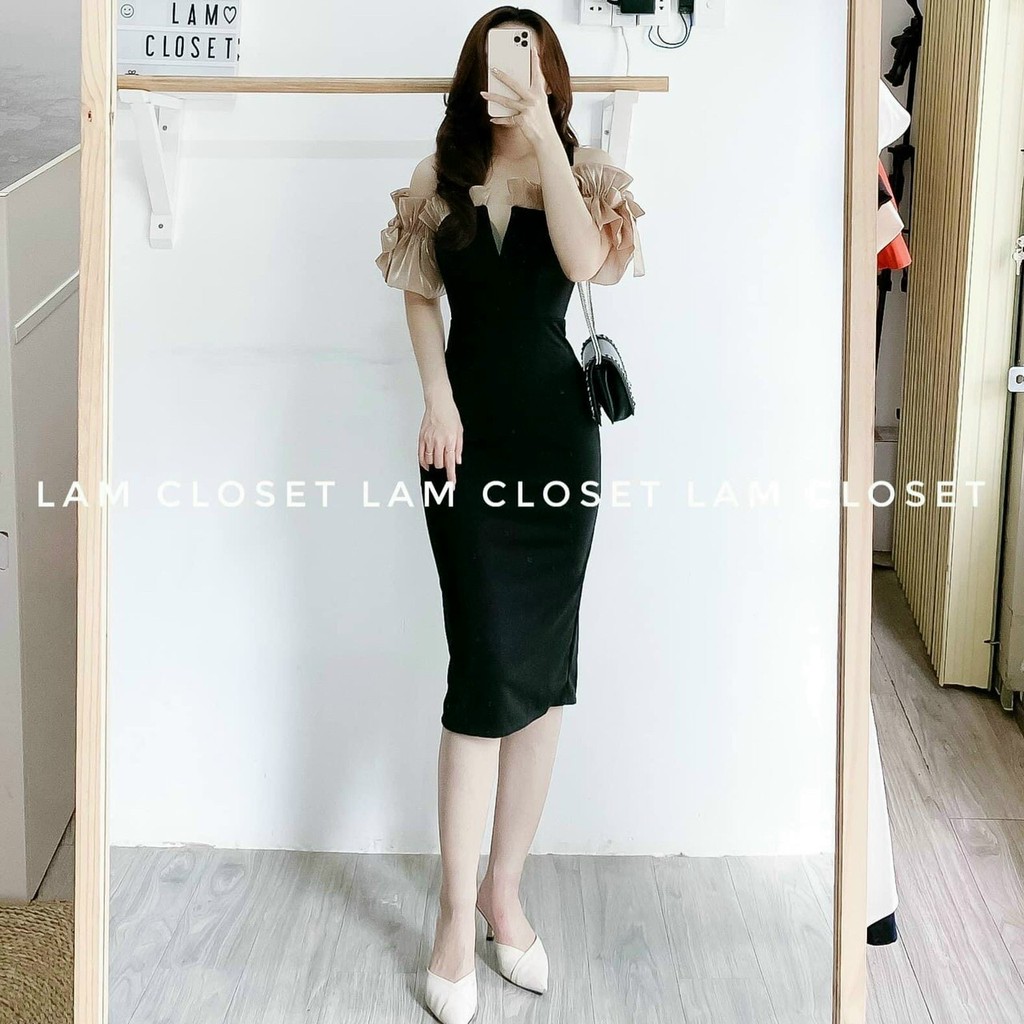 Váy đầm nữ body cúp ngực phối tay voan