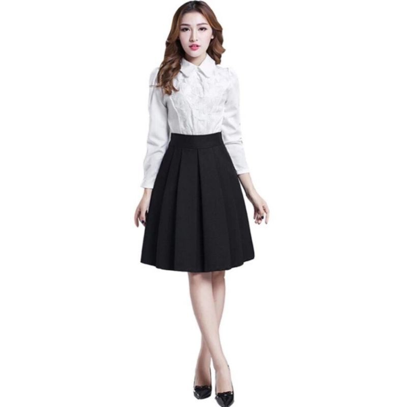 Chân váy xòe ly to dáng vừa#Chân váy xếp ly to#97k