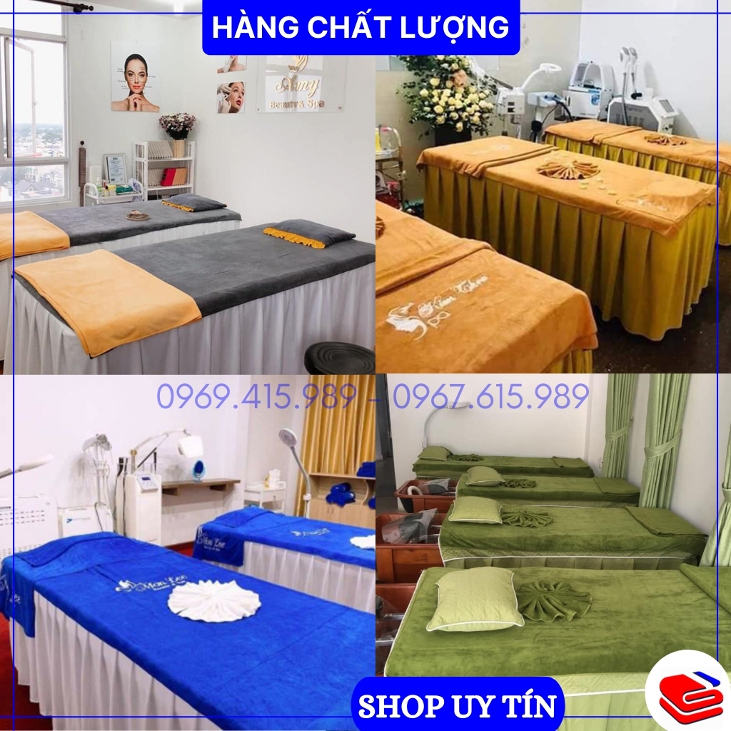 Khăn trải giường spa loại dày dặn, mềm mịn thấm hút nước tốt, kt 90x190cm