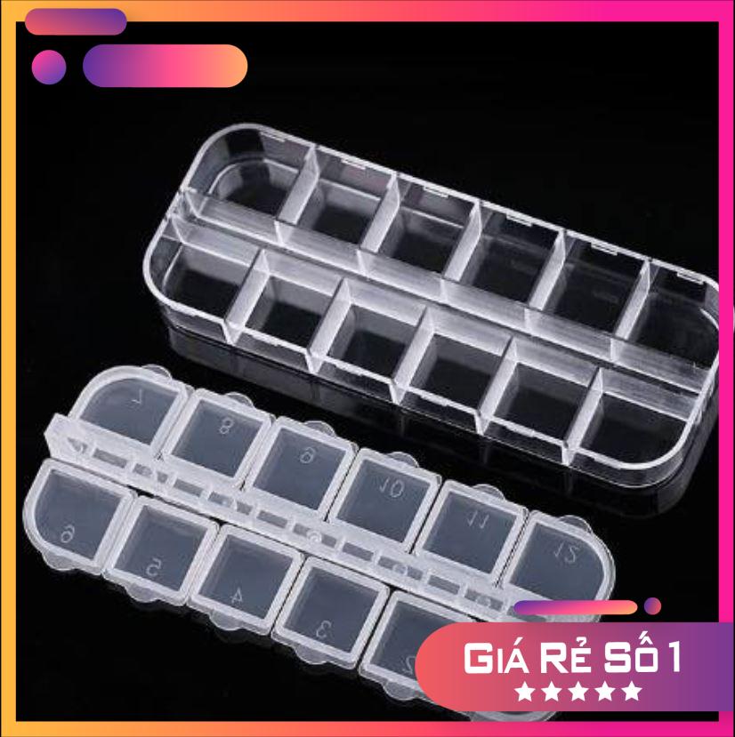 Khay nhựa đựng phụ kiện nail 12 ô - mini nails