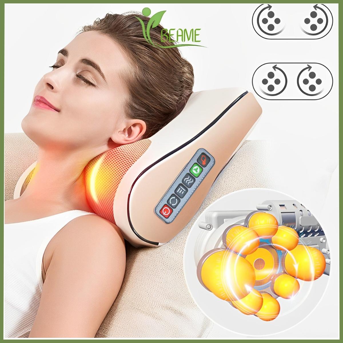 Gối massage cổ vai gáy,gối massage hồng ngaoij 20 bi,máy massage cổ mô phỏng đấm bóp như người thật,giúp thư giãn giảm đau mỏi cổ vai gáy