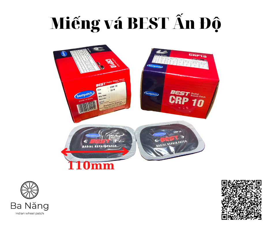Miếng vá vỏ, vá lốp xe tải, ôtô, máy cày có bố kẽm BEST (CRP 10) 75 x 50mm, dùng để vá HÔNG