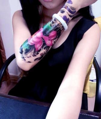 [HCM]Hình xăm dán tattoo hoa sen màu kích thước 15 x 21 cm