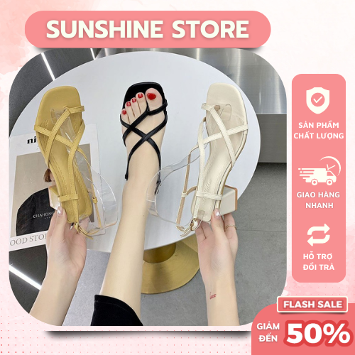 Sandal cao gót xỏ ngón phối dây sang chảnh Sunshine Store A041