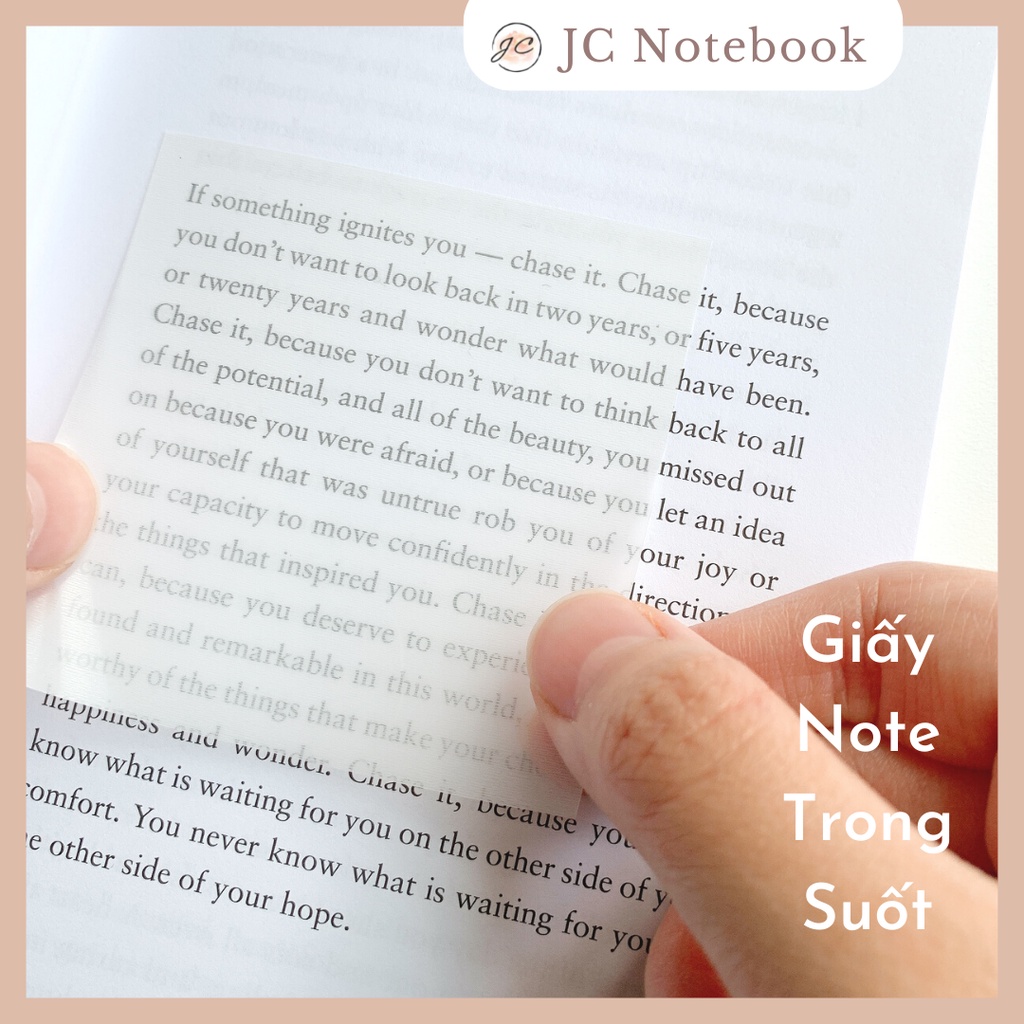 Giấy note dán ghi chú trong suốt - giấy ghi chú nhựa take note không sợ bẩn sách