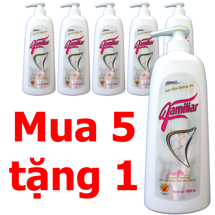 Combo 5 chai sữa tắm dưỡng da mã familiar 1000ml, 500ml