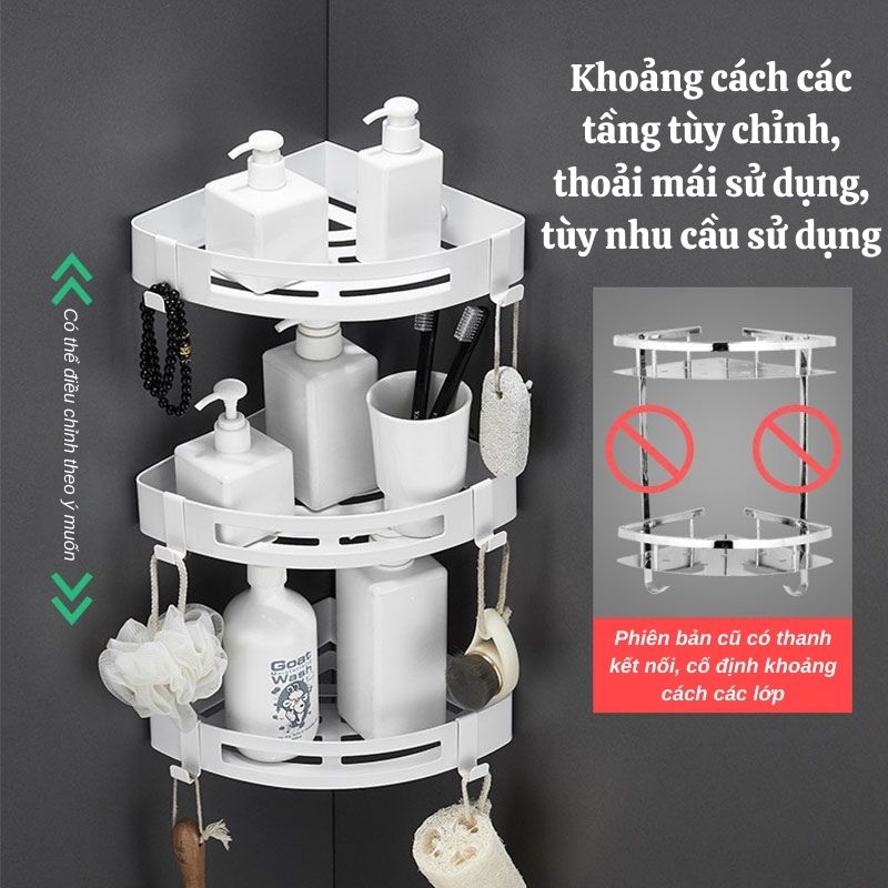 Kệ góc nhà tắm kệ góc dán tường bằng inox không gỉ tiện dụng không cần khoan domino.home