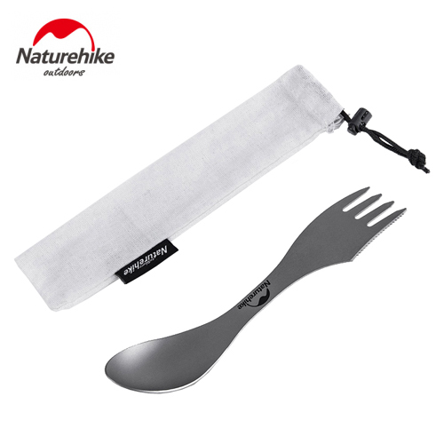 Thìa dĩa dao Titanium NatureHike NH19T012-D 3in1 thích hợp dã ngoại, cắm trại, picnic
