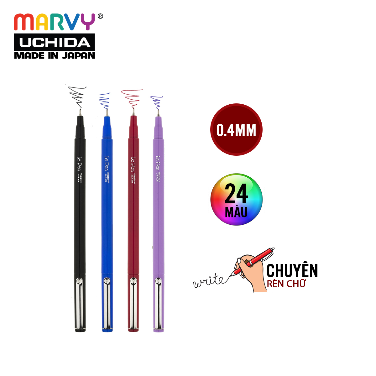 Combo 3 Bút lông kim luyện viết chữ đẹp MARVY Le Pen 4300 ngòi 0.3mm
