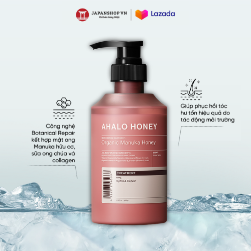 Dầu Xả AHALO HONEY 450ml Chiết Xuất Mật Ong Dưỡng Ẩm Phục Hồi Hư Tổn Dành Cho Tóc Thường Đến Khô Nhẹ Made In Japan