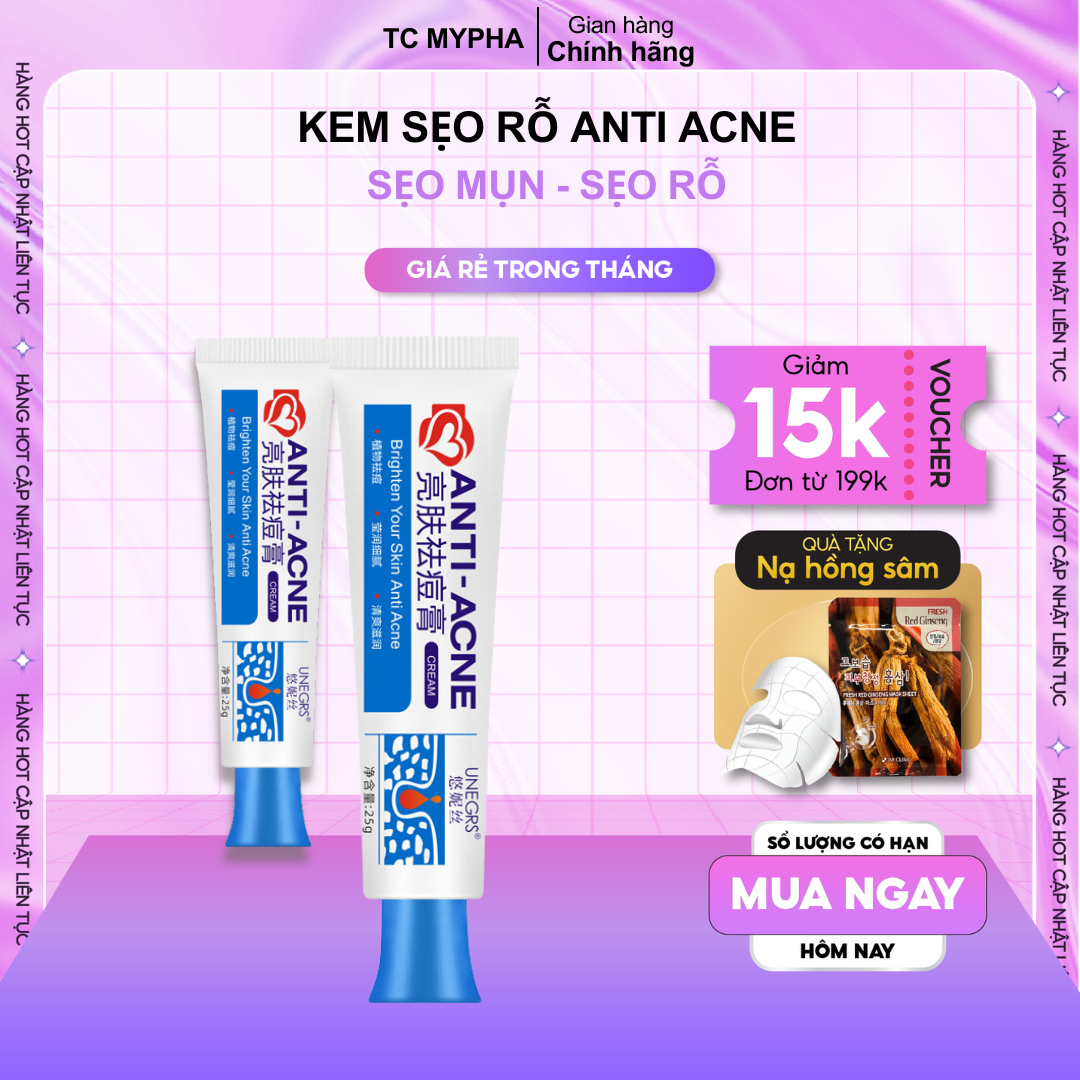 Kem xóa sẹo rỗ Anti - Acne - giúp xóa nhanh vết sẹo không để lại thâm tái tạo da nhanh chóng mềm mịn hiệu quả