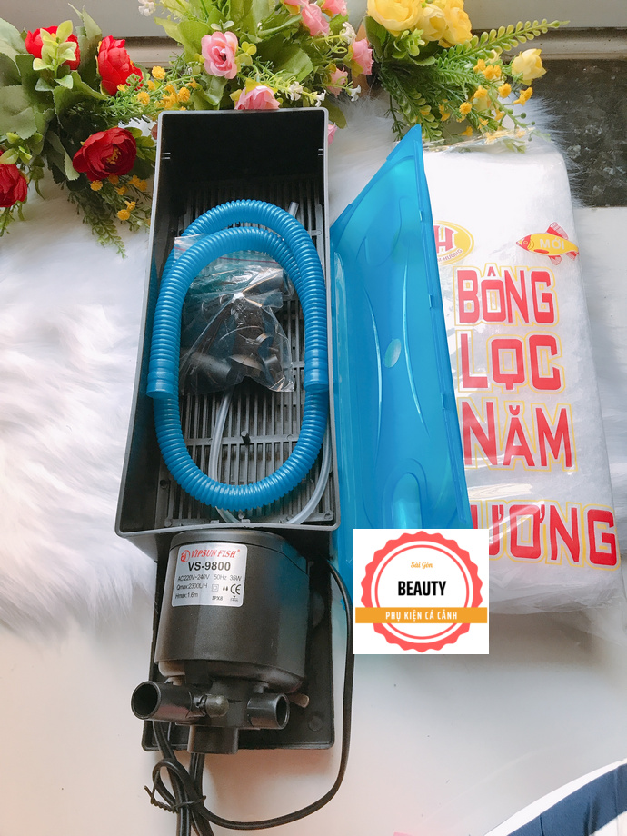 Trọn bộ máy bơm lọc nước hồ cá cảnh 35w vs-9800, cho hồ cá cảnh 1m-1m4