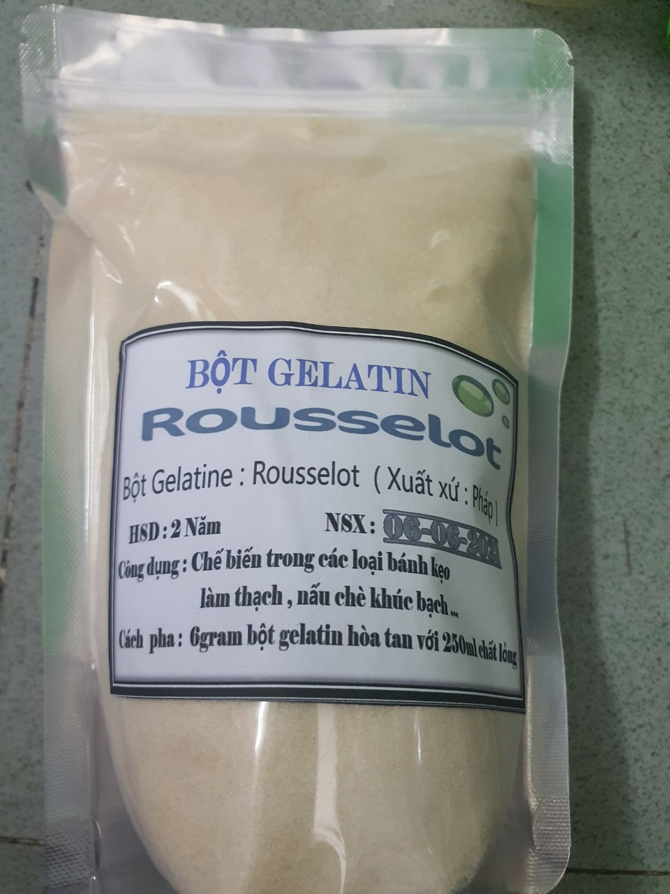 Bột gelatine pháp 400g date 2026