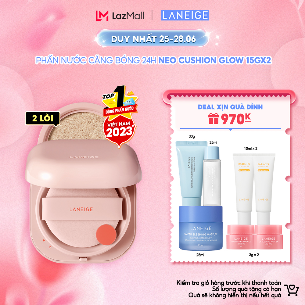 [Săn voucher 150K] Phấn Nước Cho Lớp Nền Căng Bóng Tự Nhiên 24H Laneige Neo Cushion Glow 15G+ Kèm Lõi