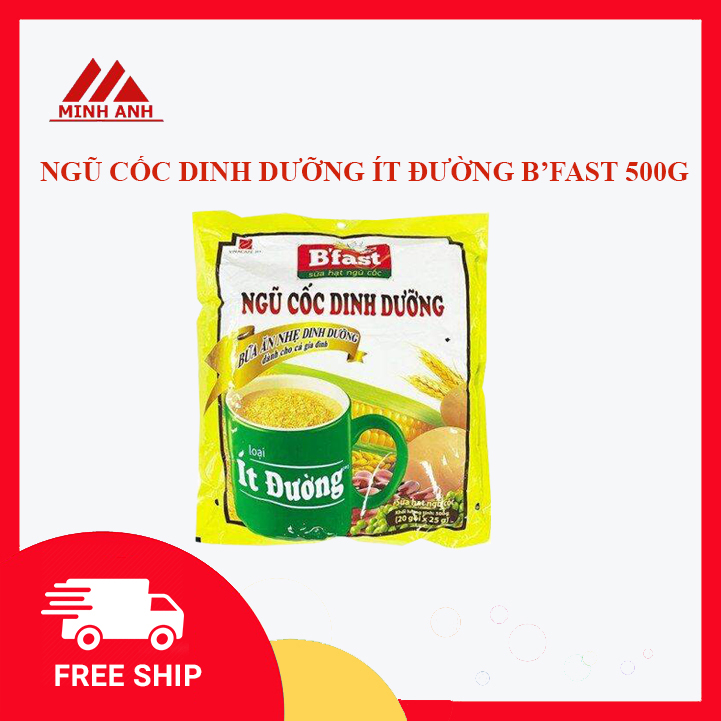 Ngũ Cốc Dinh Dưỡng Ít Đường B'Fast Vinacafe 500g (20 gói), ngũ cốc ít đường, sữa hạt ngũ cốc, bữa ăn nhẹ dinh dưỡng, Bách hóa Minh Anh