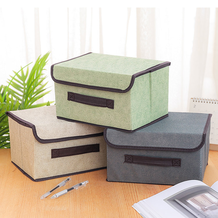 Hộp vải đựng đồ thùng giỏ đựng quần áo đồ chơi mĩ phẩm đa năng bằng vải cứng cắp có nắp đậy thích hợp sử dụng tại nhà văn phòng lớp học