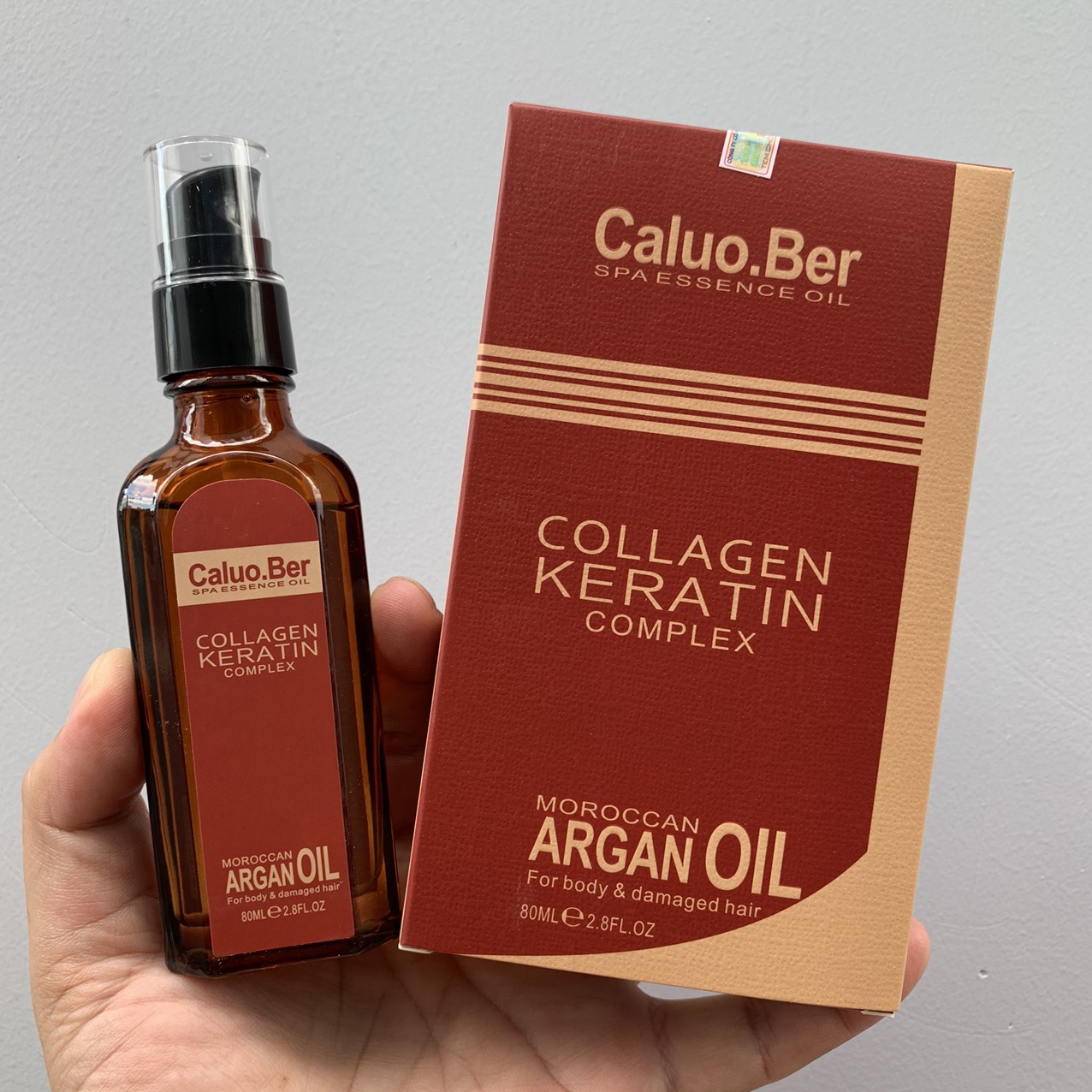 Tinh dầu Caluo.Ber Argan Oil Moroccan Collagen Keratin Complex dưỡng phục hồi tóc 80ml