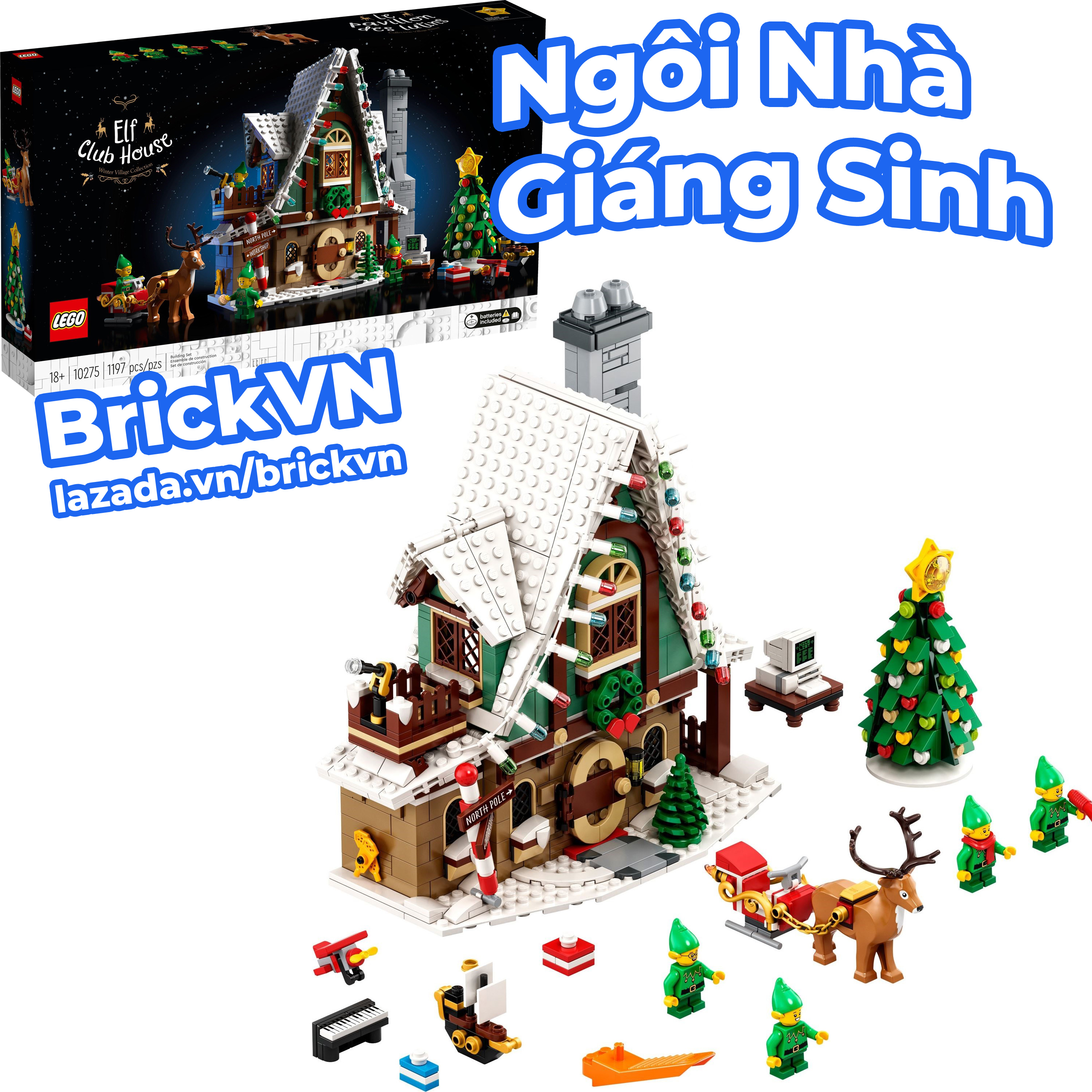 Đồ chơi lắp ráp lego icons 10275 ngôi nhà giáng sinh - elf club house