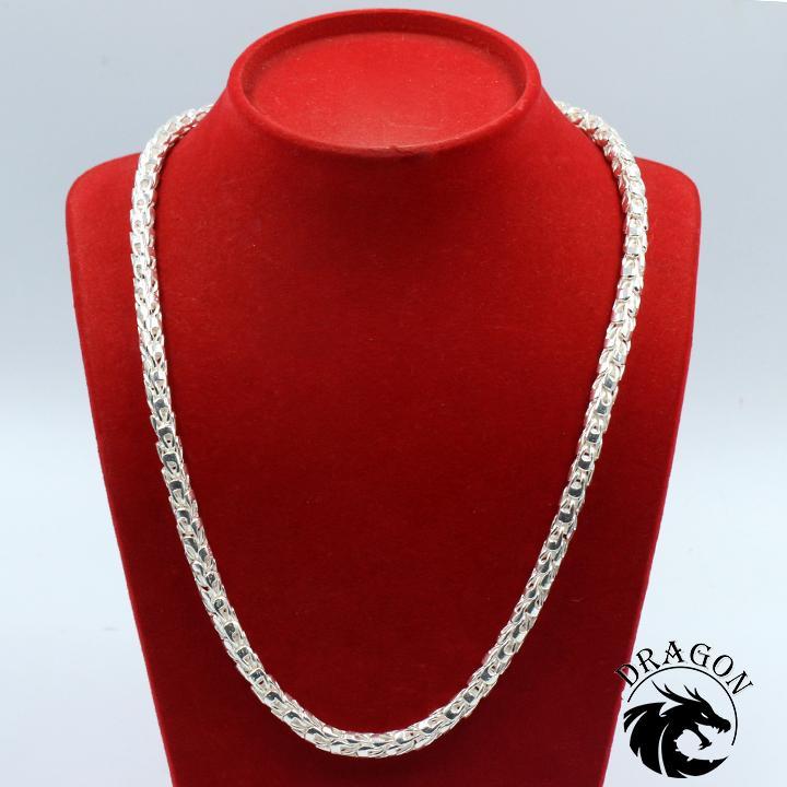 Dây Chuyền Bạc Nam, Vòng Cổ Bạc Thái, Dây Chuyền Nam Vảy Rồng 2,4 Cây Chất Liệu bạc thái 925 - Khóa Đầu Rồng Cực Chất
