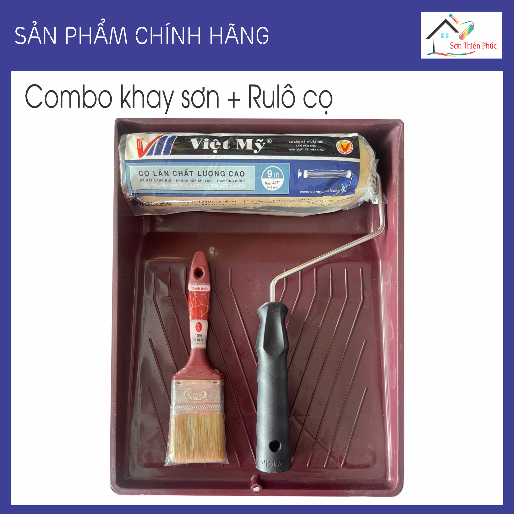 Combo khay lăn sơn + rulo cọ. Tiện dụng cho quá trình sơn.