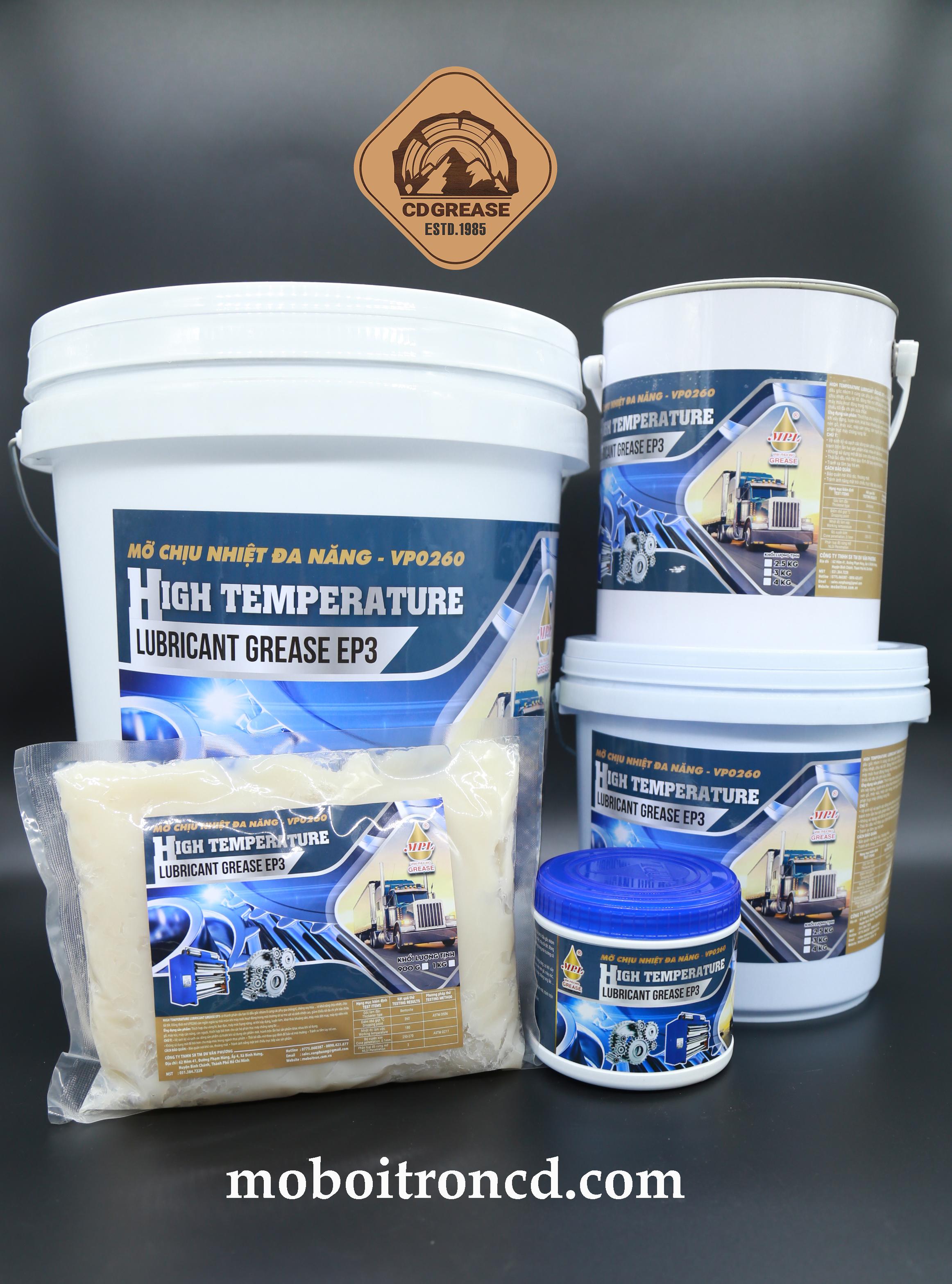 VP260 trắng sữa Hộp 400g mỡ bò chịu nhiệt 300 độ (HIGH TEMPERATURE LUBRICANT GREASE EP3 VP260)