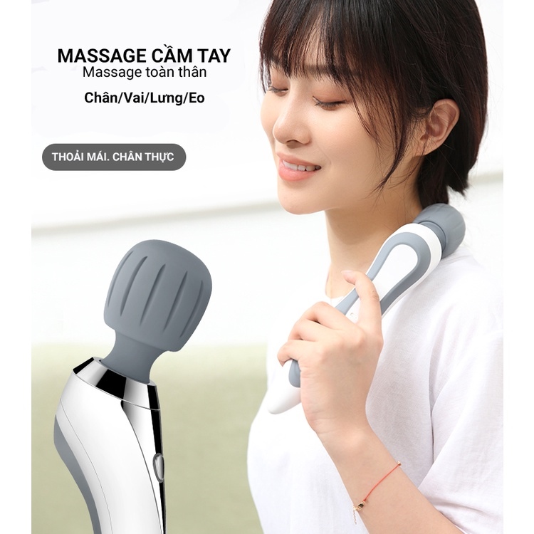 ﹍♣❍ Máy Massage Cầm Tay Jinkairui 5 Chế Độ Rung Chống Nước IPX7 - Tặng Kèm Máy Massage Mắt Mini - Hàng Nhập Khẩu