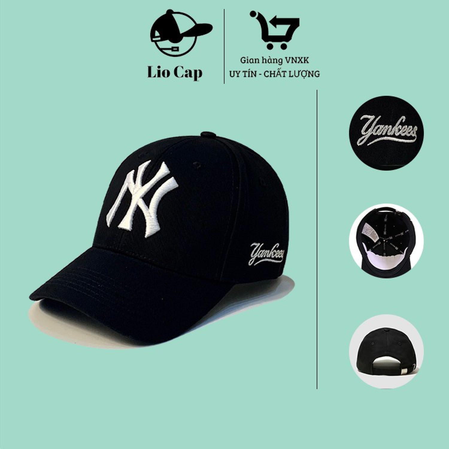 Mũ Nón lưỡi trai thêu chữ NY LOGO trắng - Mũ Nón siêu đẹp siêu cá tính free size