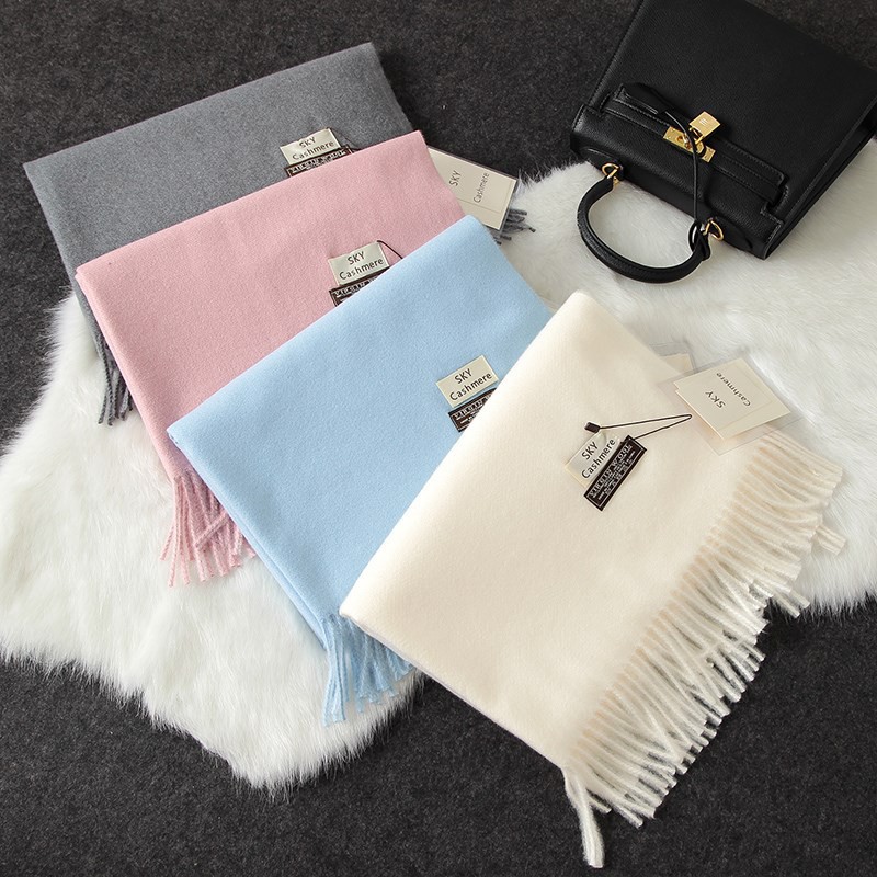 Khăn choàng len lông cừu nam nữ quàng cổ giữ ấm cashmere