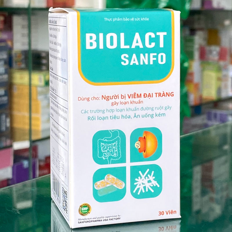 Viên uống vi sinh BIOLACT SANFO 30 viên - Dùng cho người viêm đại tràng, do loạn khuẩn gây rối loạn tiêu hóa,ăn uống kém