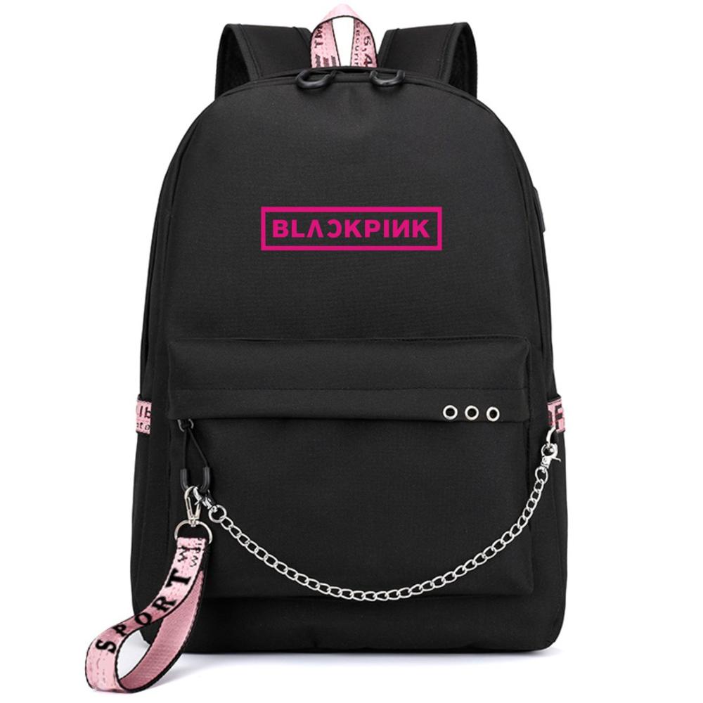 Balo Blackpink Cặp Sách Đi Học Nam Nữ Đựng Laptop Blackpink Kèm Dây Sạc Tiện Ích