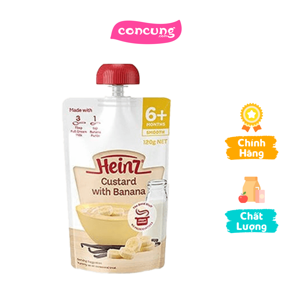 Custard với chuối dành cho trẻ từ 6 tháng trở lên - Heinz Custard with banana 120g