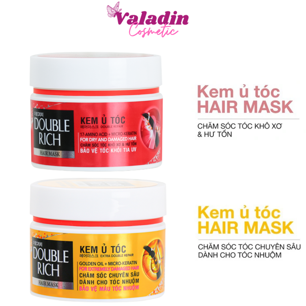 Kem ủ tóc double rich hair mask golden oil + micro-keratin/hair mask 17-amino acid + micro-keratin hủ kem dưỡng tóc 150g