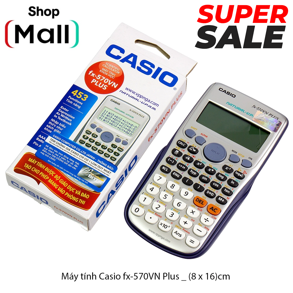 Siêu Sale Toàn Sàn Máy tính Casio FX 570VN PLUS - FX 570VN - Hàng Mới Fullbox - Hàng Thái Lan- chuyên dụng cho học sinh cấp 3 với 453 chức năng , màn hình thể hiện 15 số và hiển thị như sách giáo khoa