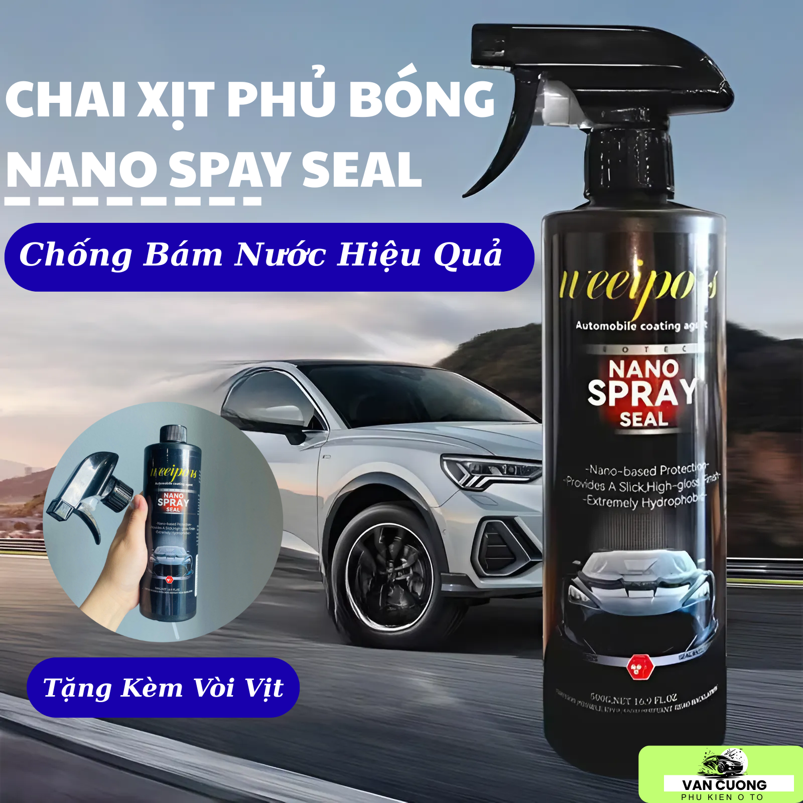 Chai Xịt Bóng NANO SPRAY SEAL Phủ Bóng Sơn Xe Hơi, Xe Máy, Chống Bám Nước