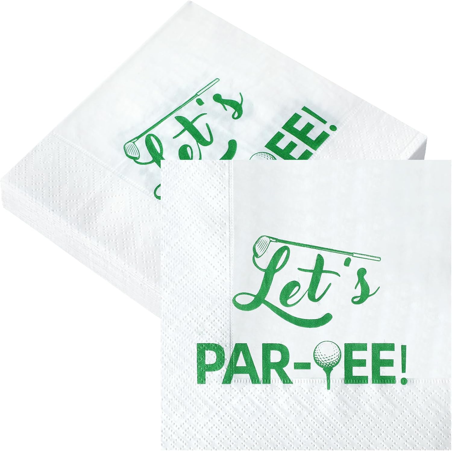 100 Pcs Golf Napkins 5x5" Golf Cocktail Napkins Hole in One First Golf Paper Napkins for Golf Themed Birthday Party Sports Supplies Decor(Let's Par-tee)