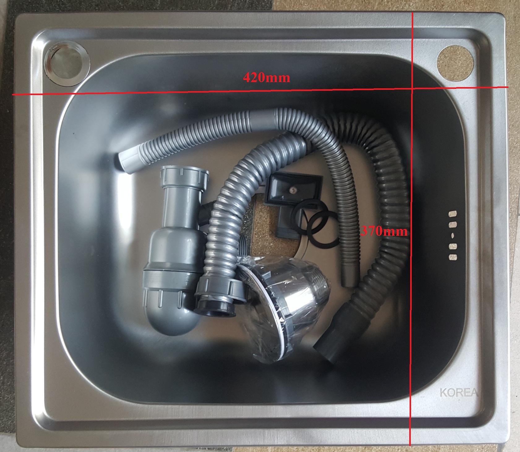 Chậu rửa chén 1 hộc 420x370x190mm + Bộ thoát - Chậu rửa chén 1 hộc 500x400x200mm + Bộ thoát
