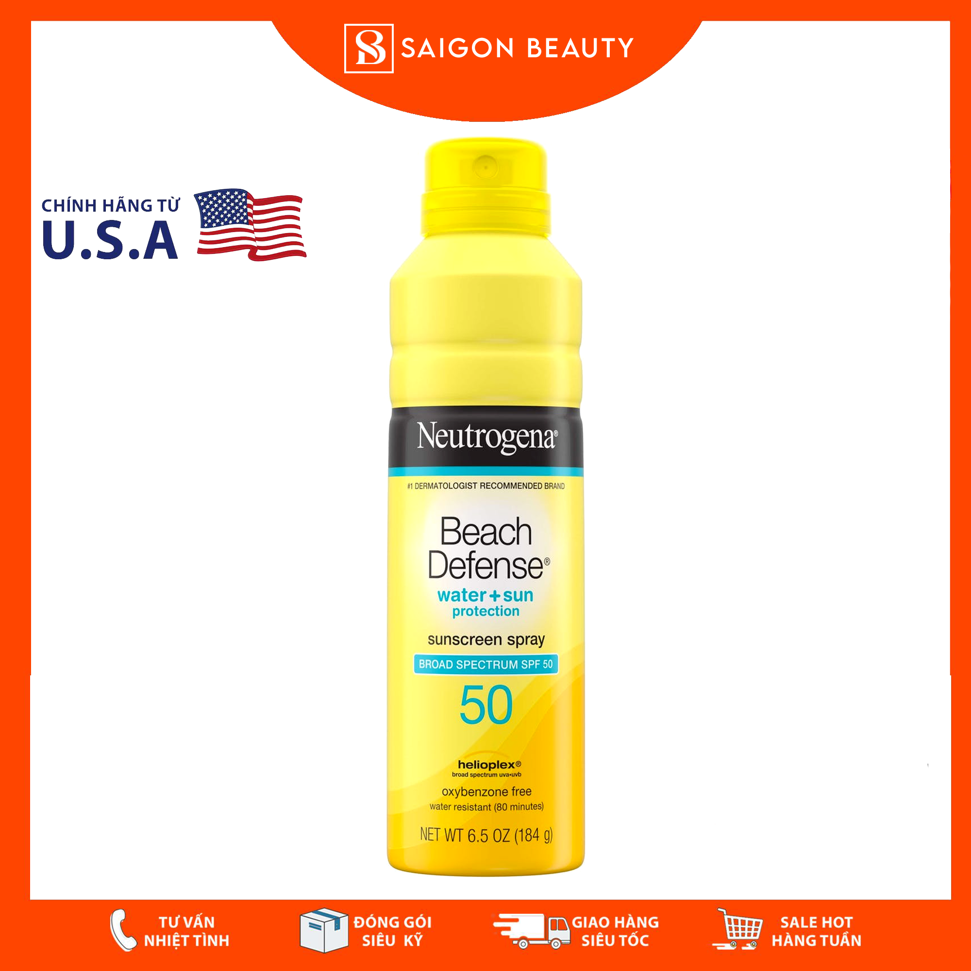 Xịt chống nắng Neutrogena Beach Defense Sunscreen Spray Broad Spectrum SPF 50 (184g)
