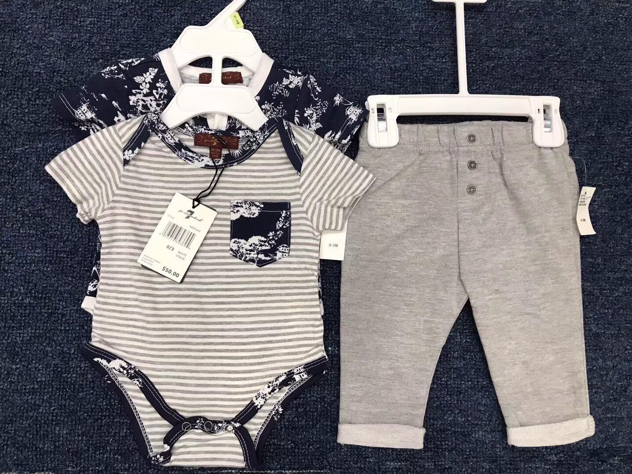 Combo 2 bodysuit + quần nguyên móc cho bé trai 3-9m