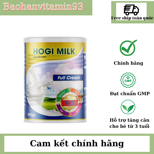 Sữa bột nguyên kem béo Hogi 900g hỗ trợ tăng cân, cung cấp dinh dưỡng cho người gầy