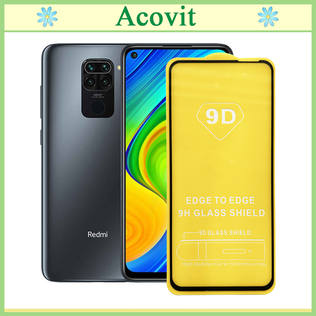 "Kính cường lực 9D Xiaomi Redmi Note 9 " _ FULL Màn Hình _ Độ Cứng 9H _ Anh thật Sản Phẩm _ ( Tặng kèm bộ giấy lau Màn hình) Acovit"