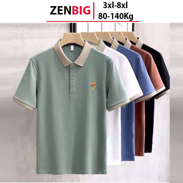 Áo thun POLO nam big size ZENBIG có cổ dành cho người béo bụng to, size từ 80-140kg